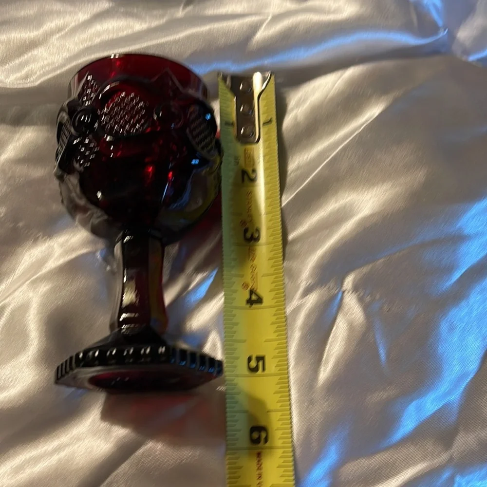 Avon Red Cape Cod Vintage Wine Goblet (candlette) Glasses Red Heavy Glass - Picture 3 of 4